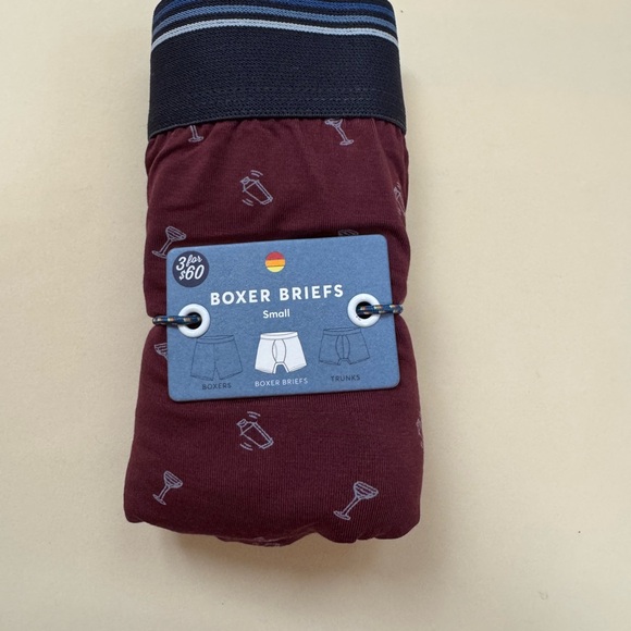 BOXER BRIEF Burgundy w/baby blue color Martini Shaker figure by MARINE LAYER #18 - Picture 2 of 3